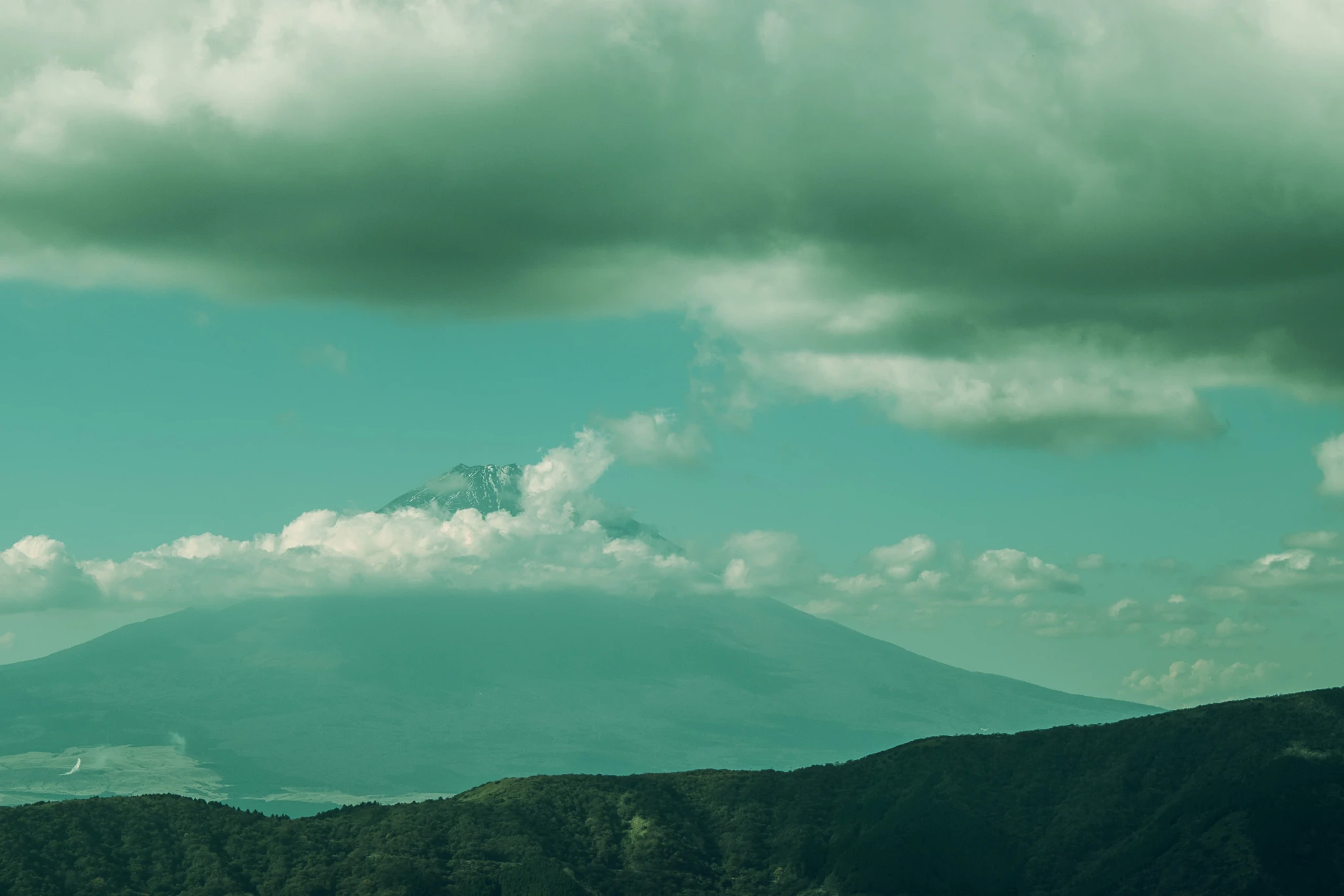 Mt Fuji arising in the horizon