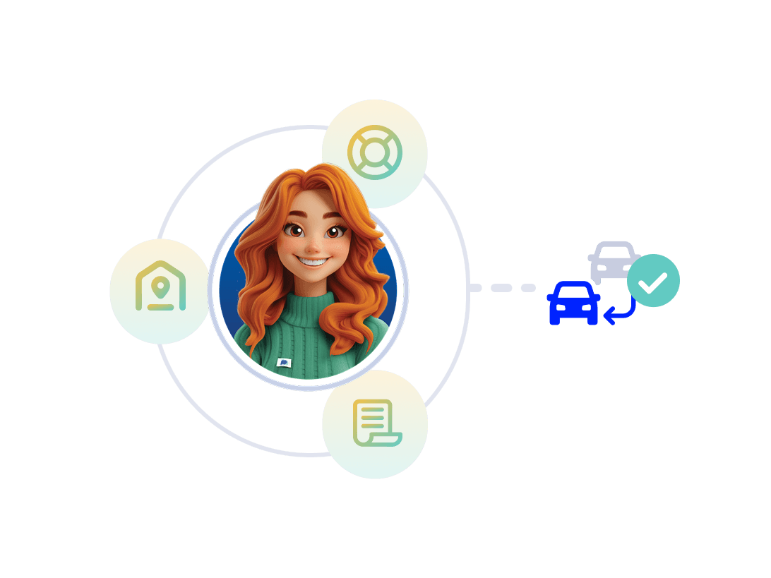 An AI agent avatar, circled, is surrounded by smaller images that represent it's skill and capabilties. Adjacent is an image that represents their output - re-engagement