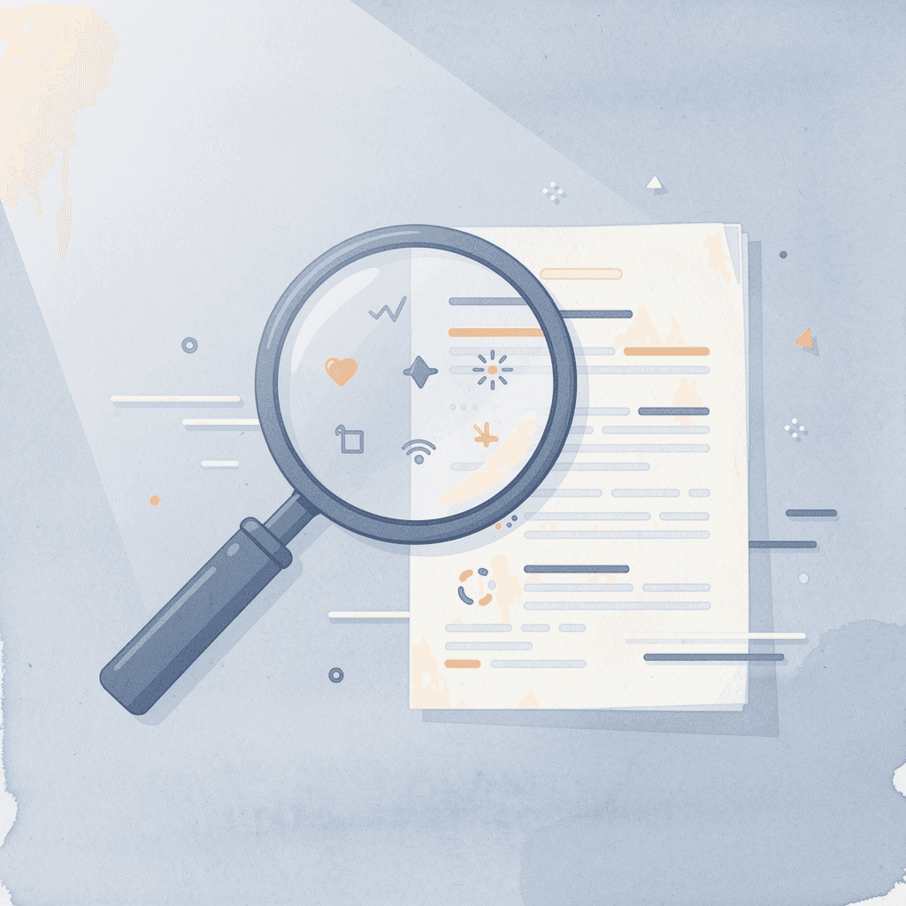 Magnifying glass examining trading documents representing thorough research