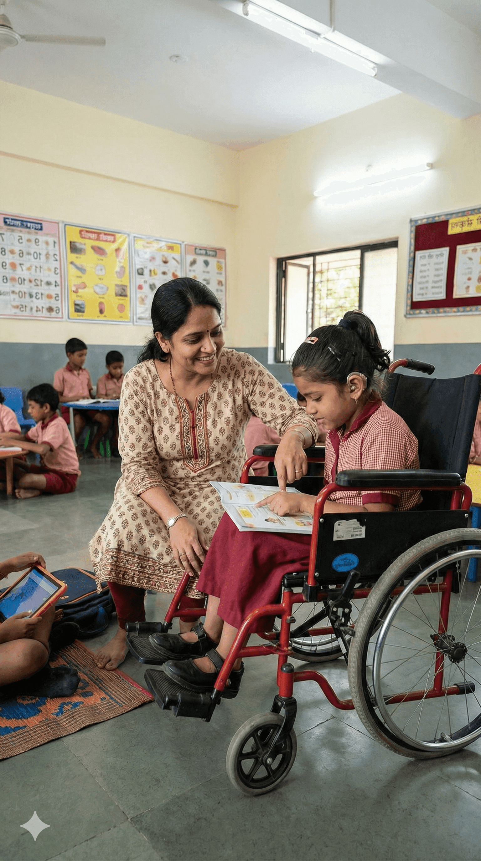 five children smiling while doing peace hand sign