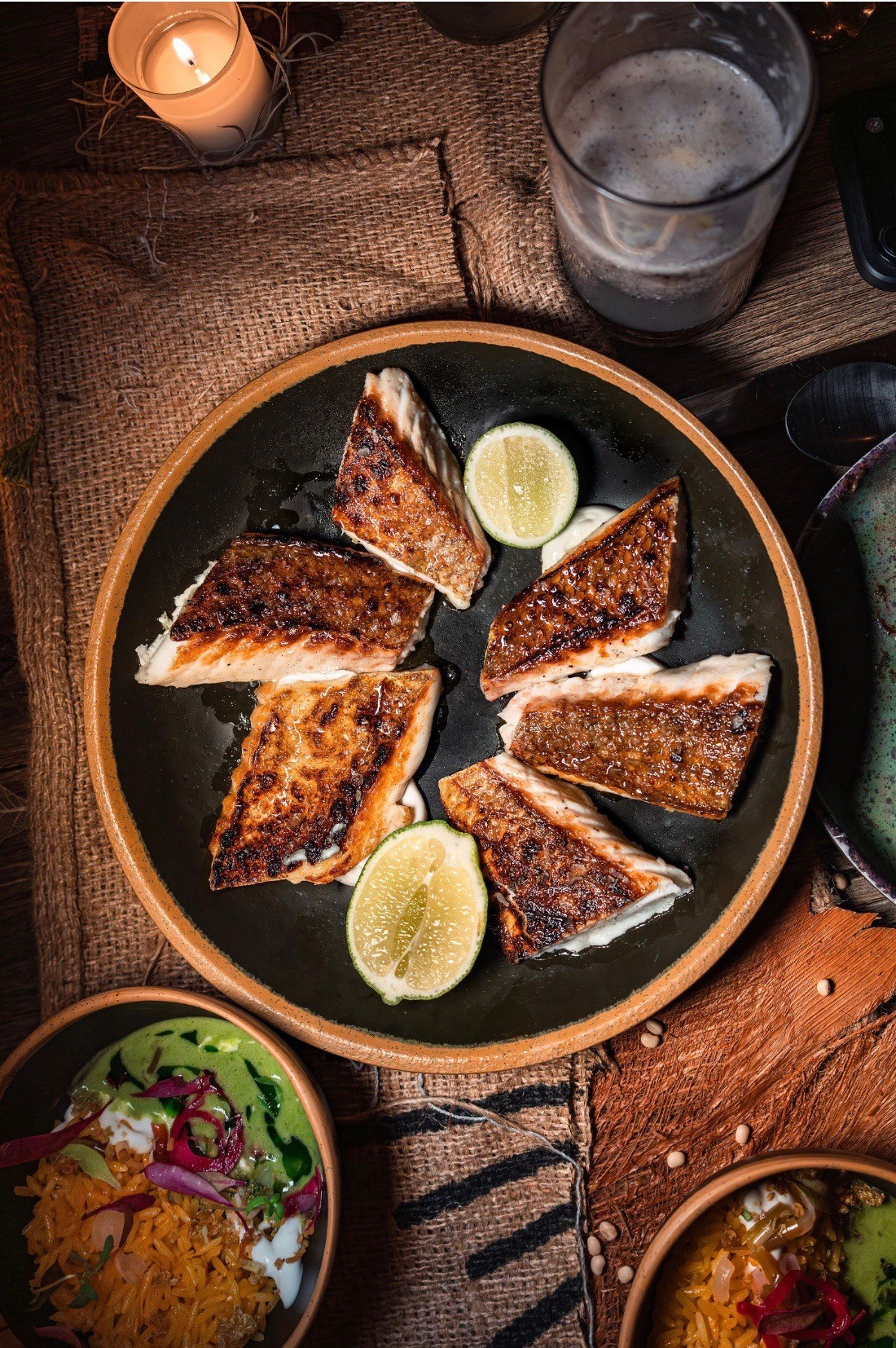Whole grilled snapper with rice, iara