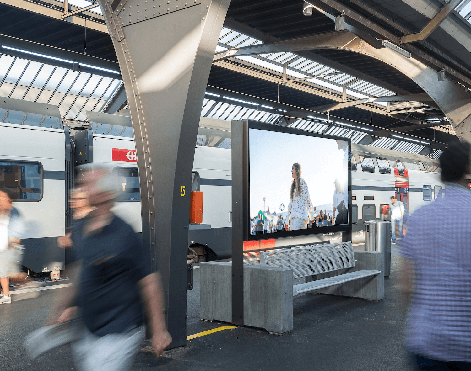 Board blue Music Swisscom Train station
