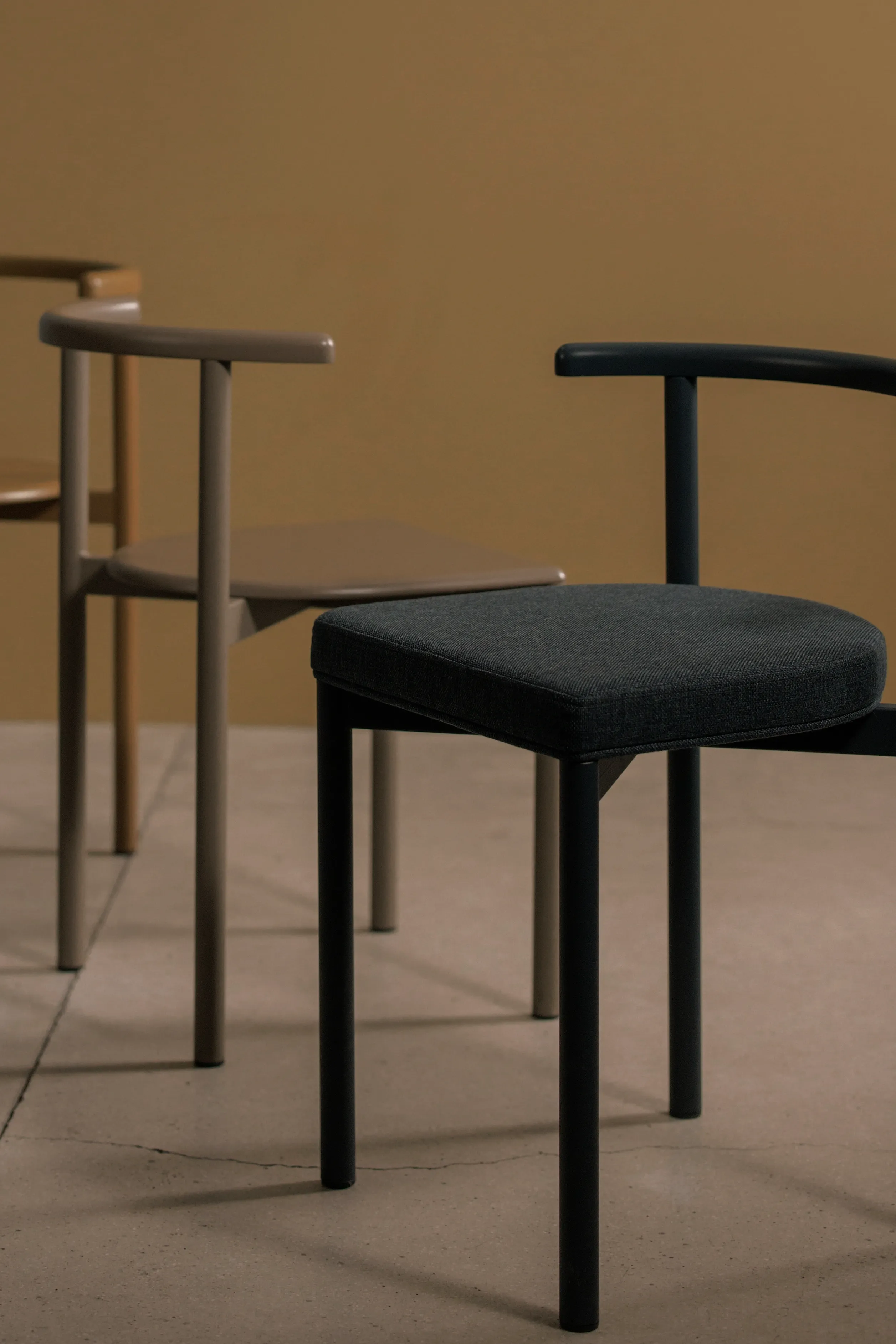 A scene of three lean chairs