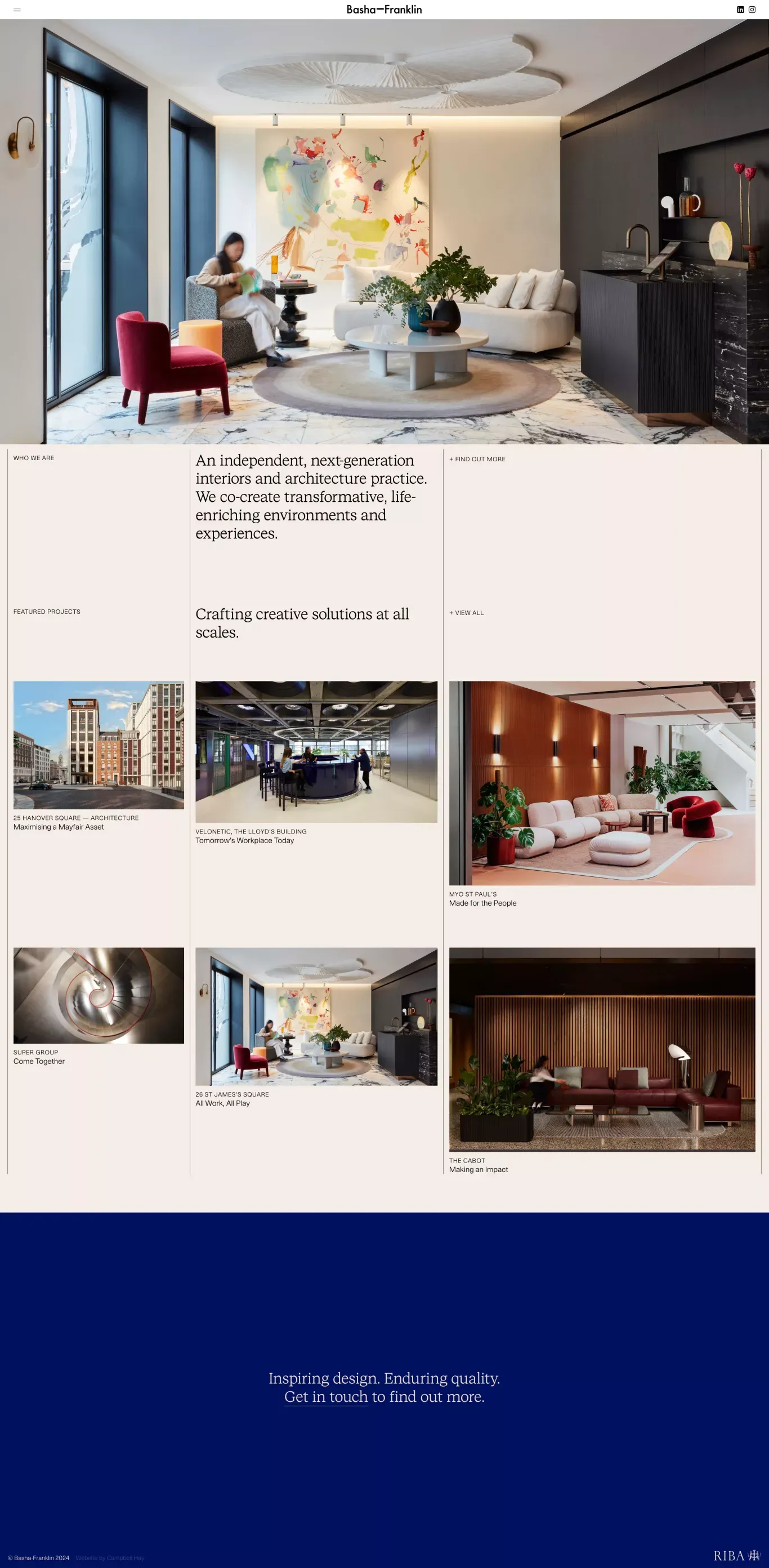Basha-Franklin portfolio page screenshot showcasing Architecture and Design design