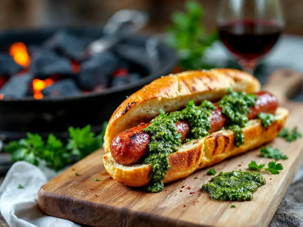 Scorpion Chef Argentine choripán grilled chorizo sandwich with chimichurri Vancouver Island BC