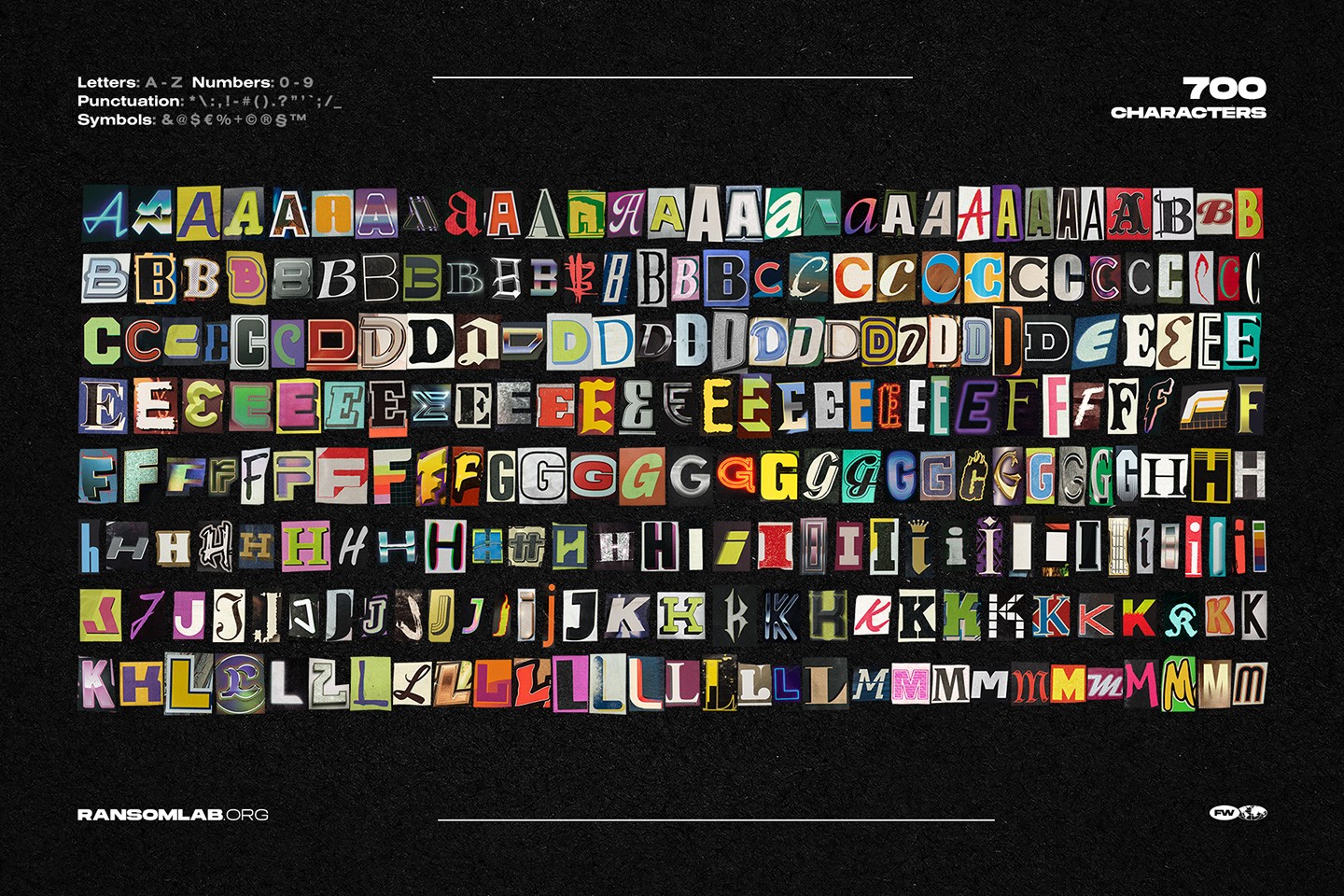 RansomLab collection of over seven hundred high resolution alphabet letters numbers and special symbols