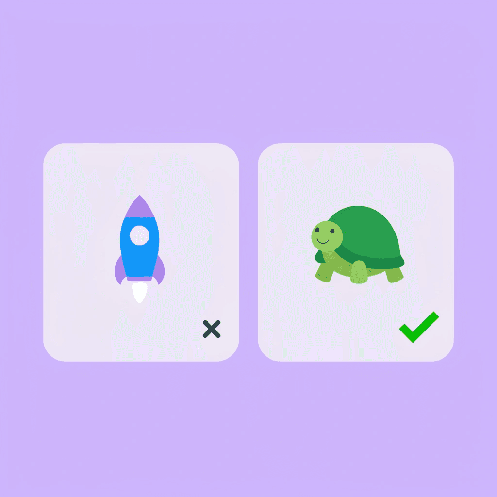 Comparison showing months-long implementation process versus 30-minute demo proving value