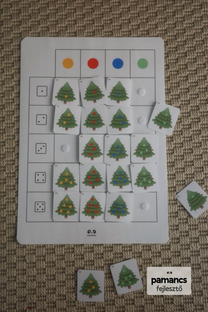 Karácsonyi mátrix logikai játék óvodásoknak