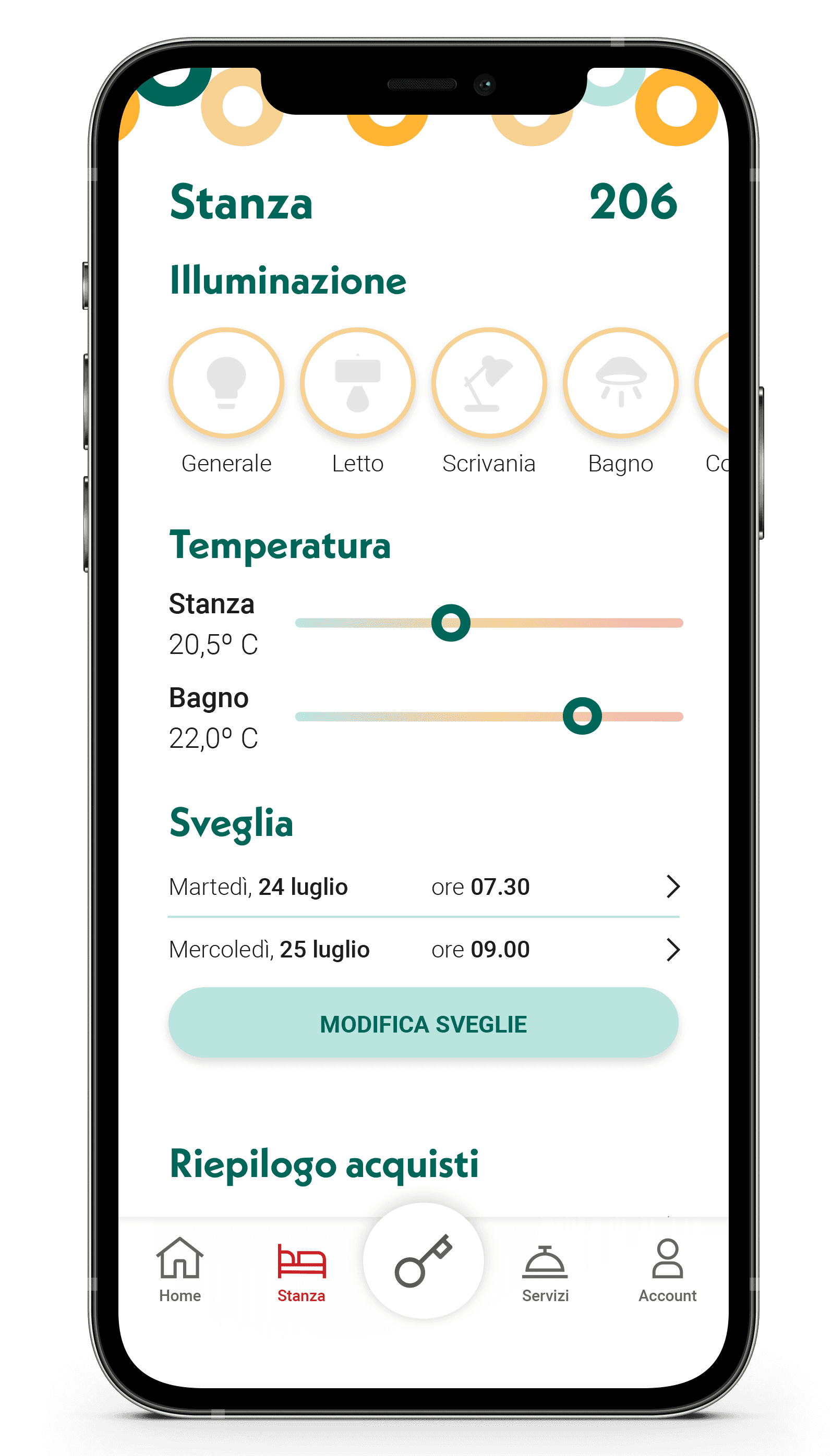 Schermata app, stanza