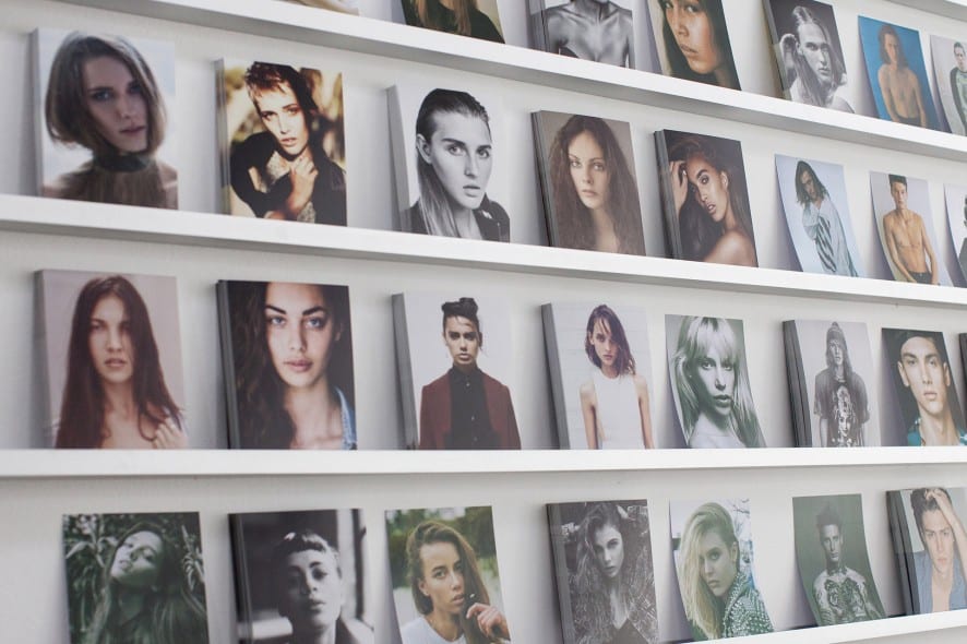 all models wall in a talent agency