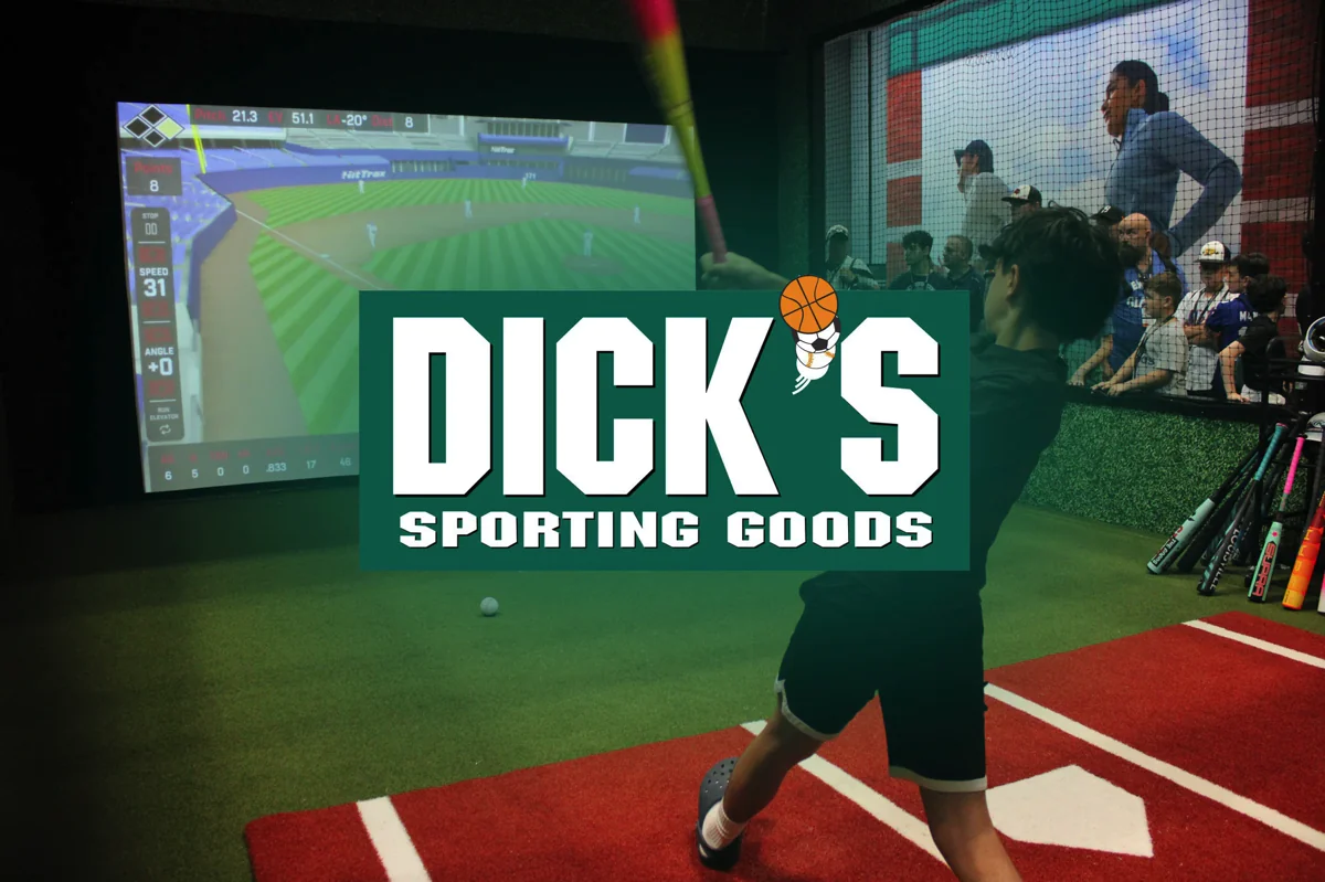 HitTrax Suite batting cage installed inside a Dick’s Sporting Goods retail store.