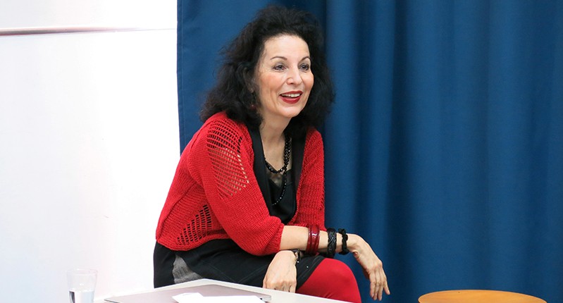 woman with red lips