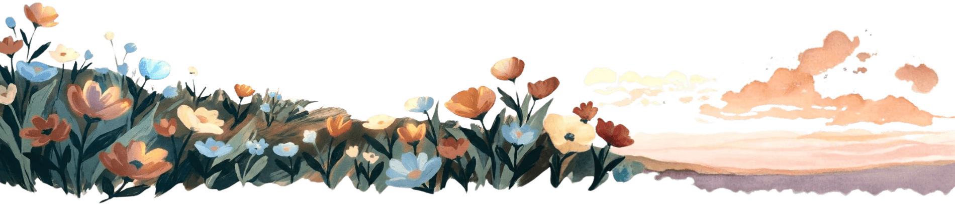 Narrow Section DIvider with Flowers and red sky