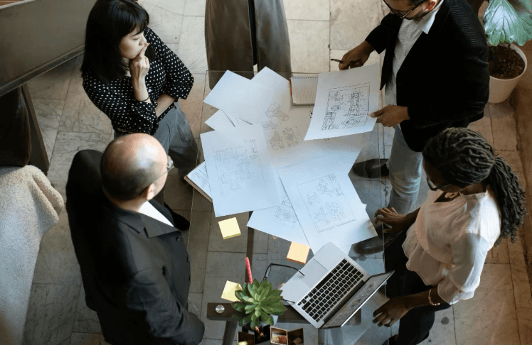 Team making decisions on strategy