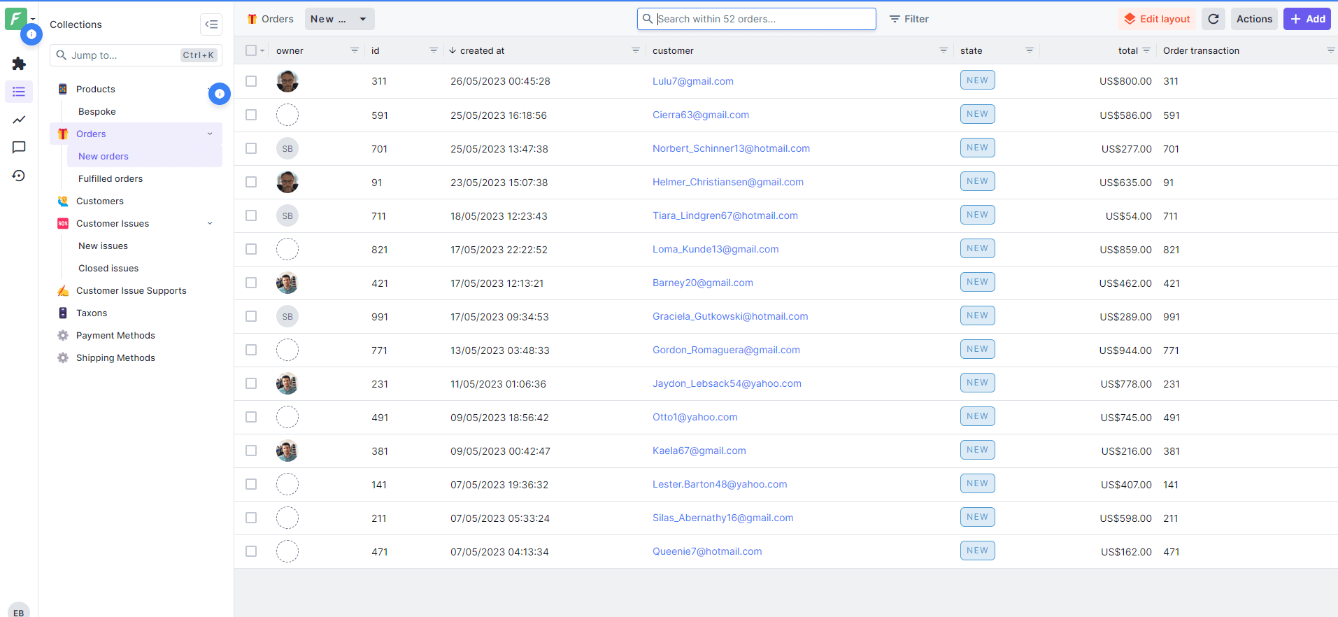 A screenshot of a real estate management admin panel - from one of the live demos. Forest Admin doesn't have access to customers' data.