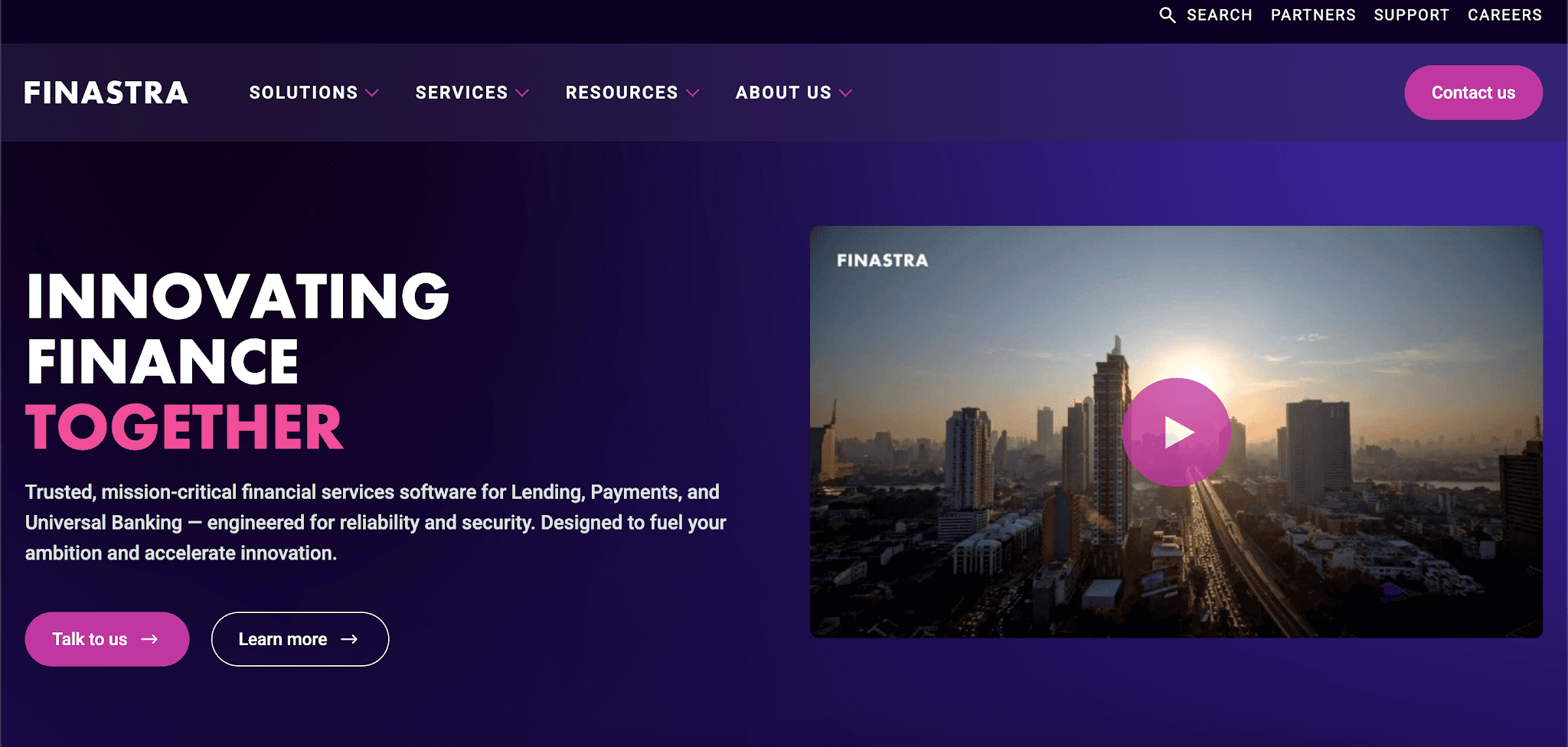 Finastra web homepage