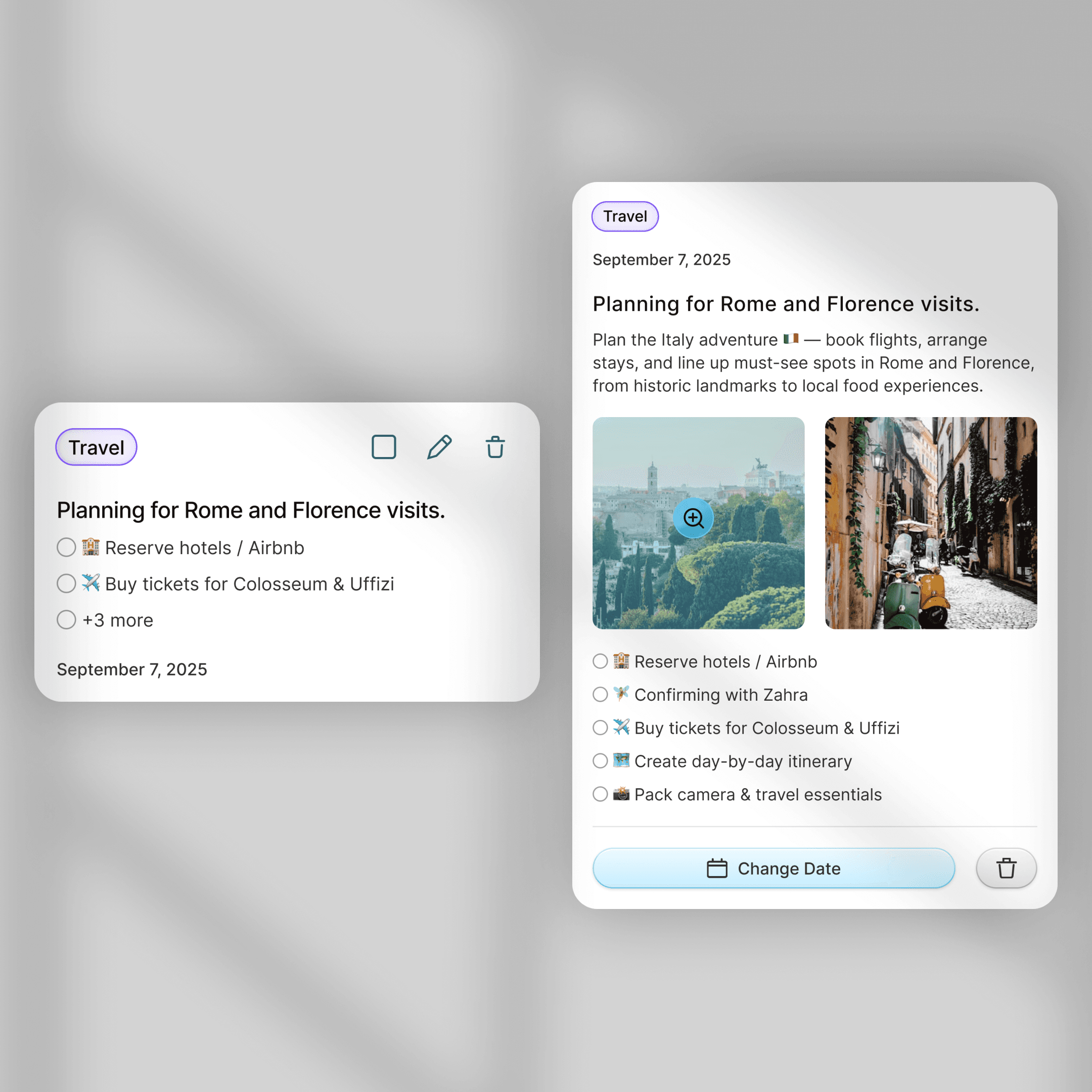 Cards, Todo app, Note-taking, UI/UX Zahravisuals