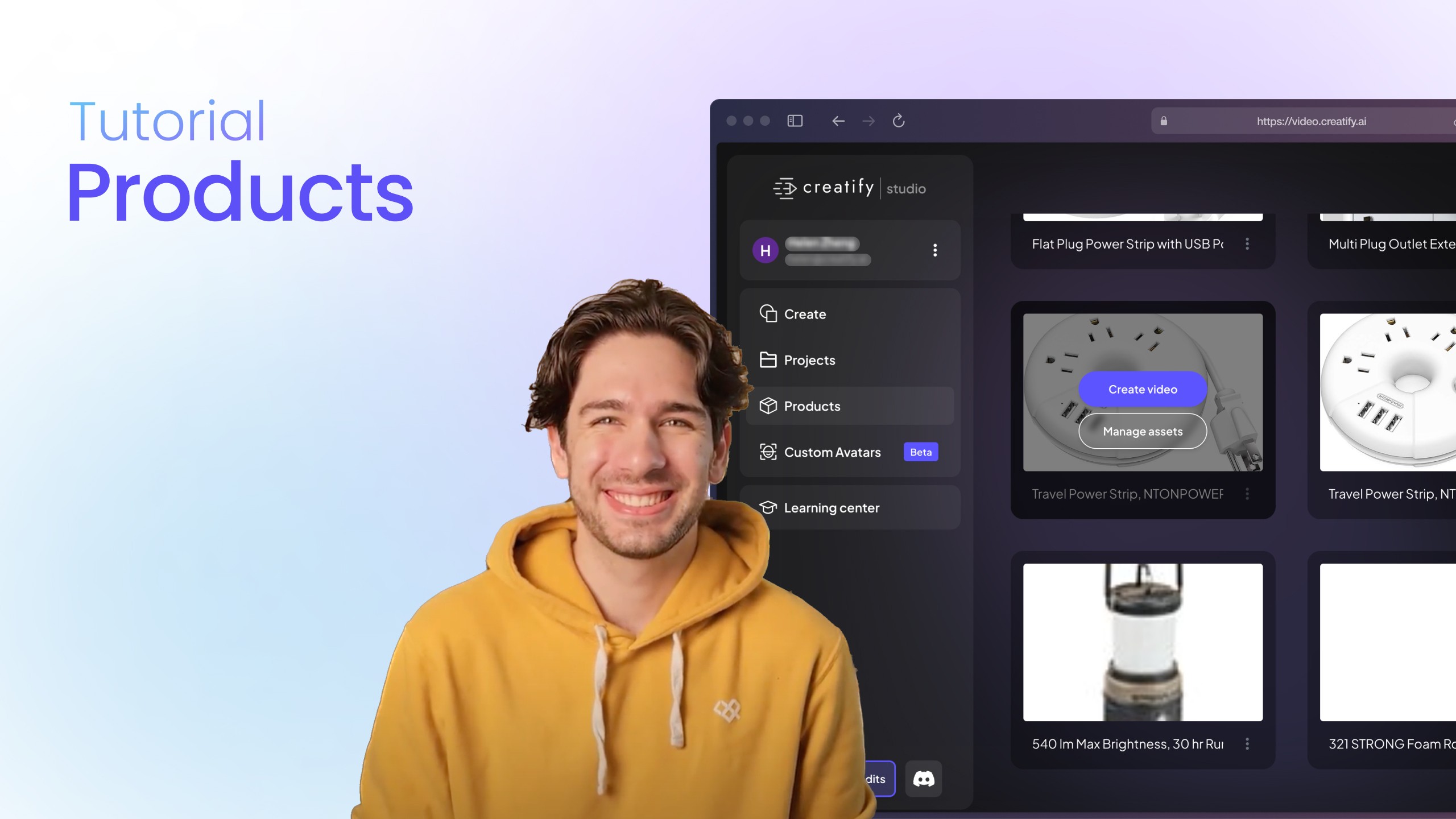 Creatify "产品" YouTube 教程视频