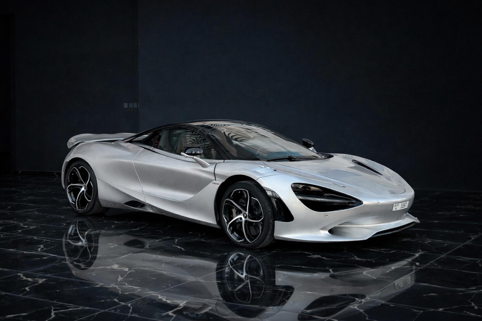 McLaren 750S Spider 2024 Storm Grey front view in Dubai