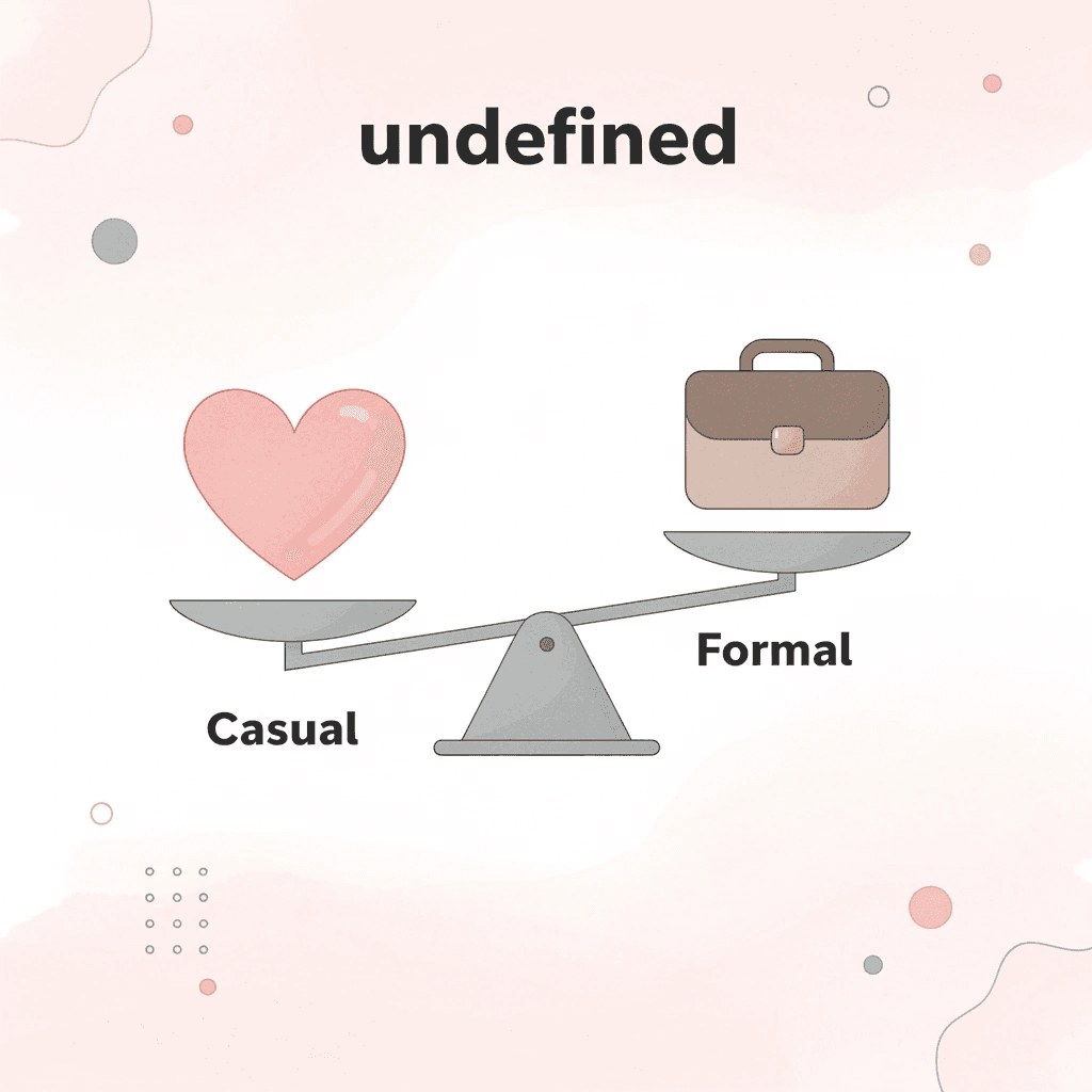 Balance scale showing casual versus formal expressions