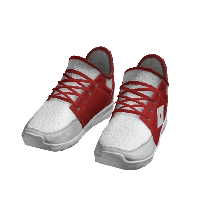 Roblox Red and white sneakers with white soles.