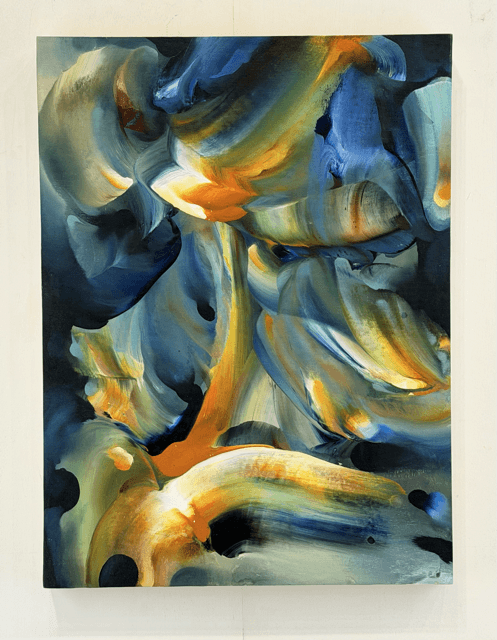 Kevin Cosley’s painting Sudden Growth, 75x75 inches, oil on canvas, 2024. On view at the Meydenbauer Center as part of the exhibit Somewhere I’ve Never Been Before.