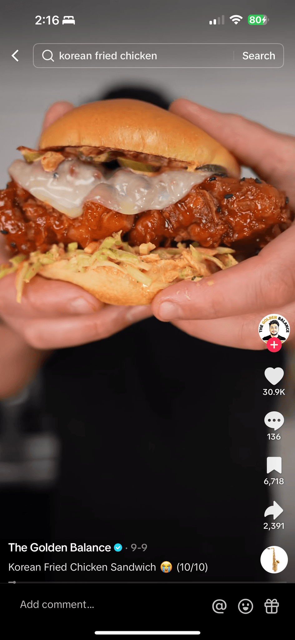 tiktok screenshot korean fried chicken recipe