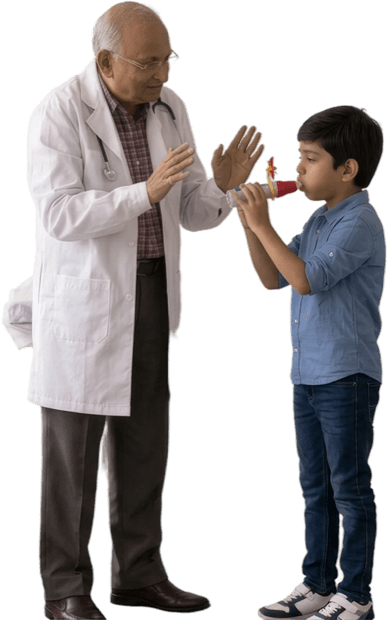 A doctor explaining to a child