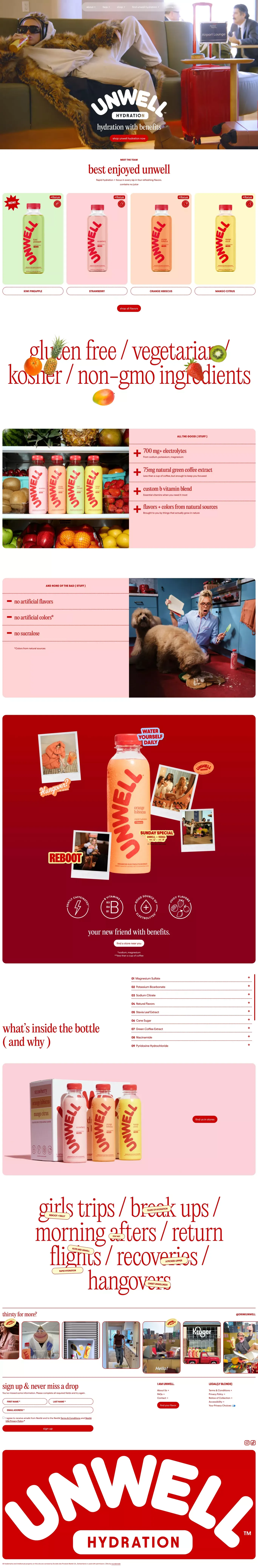 UNWELL HYDRATION ecommerce page screenshot showcasing Ecommerce and Food & Drinks design