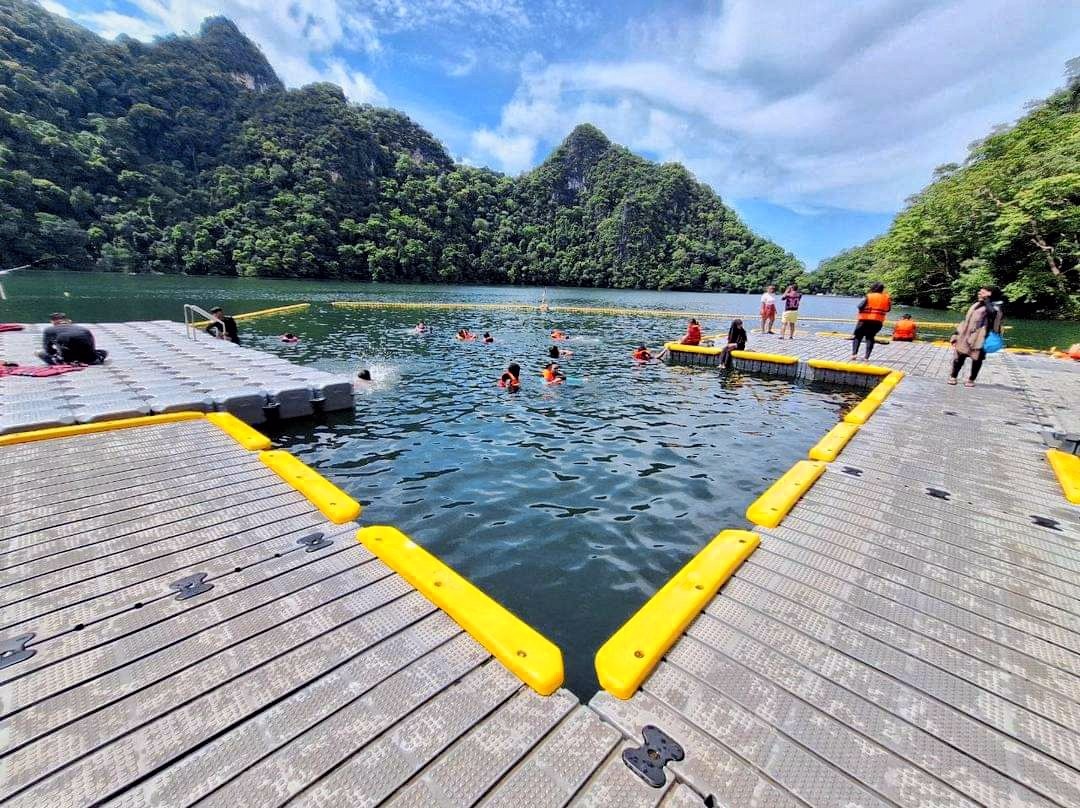 The swimming platform at the Lake of the Pregnant Maiden, Pulau Dayang Bunting