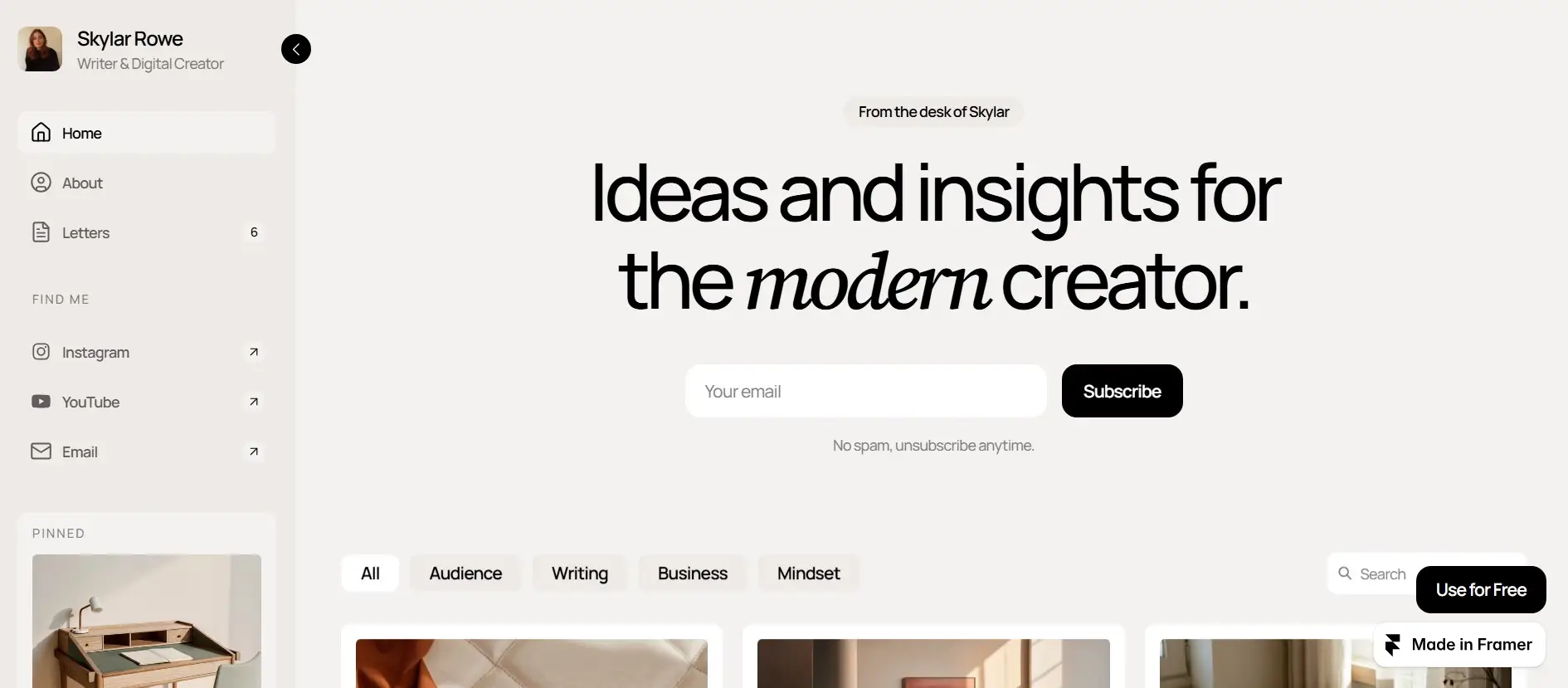 memowir framer blog template