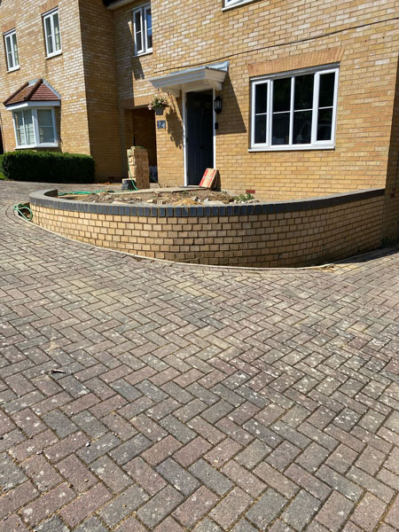 curved driveway wall