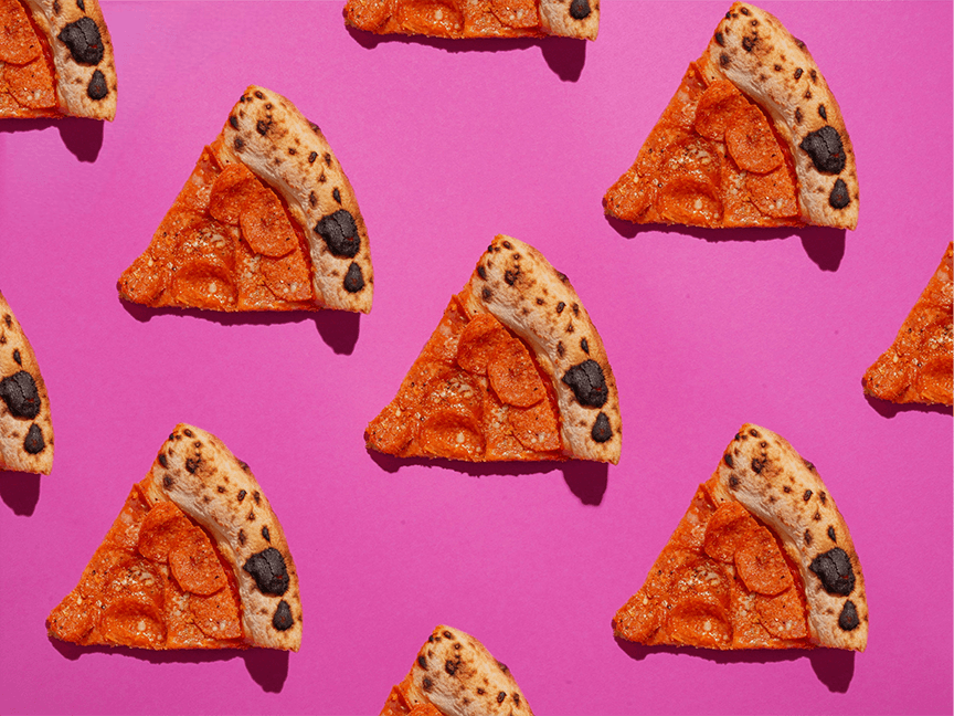 An image of pizza slices that are identical