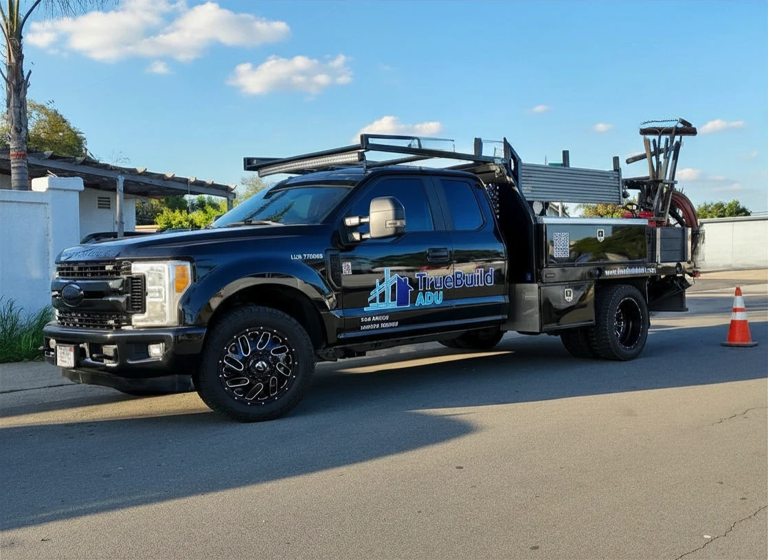 TrueBuild ADU construction work truck