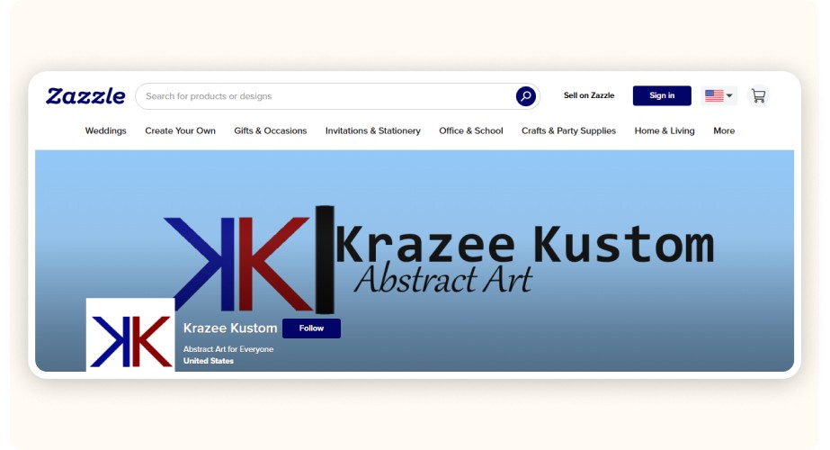 Zazzle shop page&nbsp;