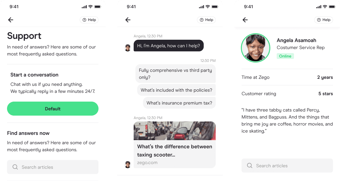 Customer Support and Chat UI Designs