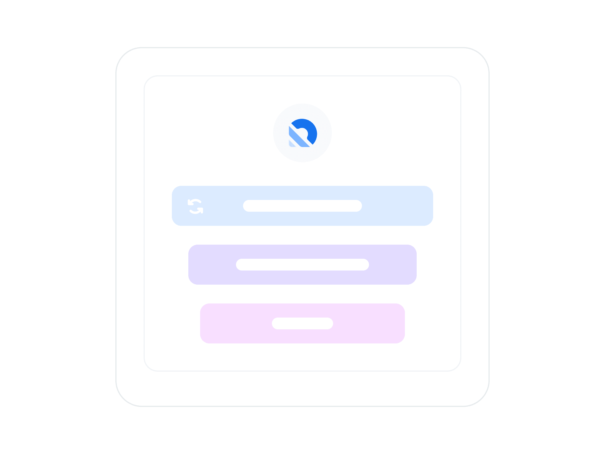 A white screen featuring two identical blue buttons positioned side by side.