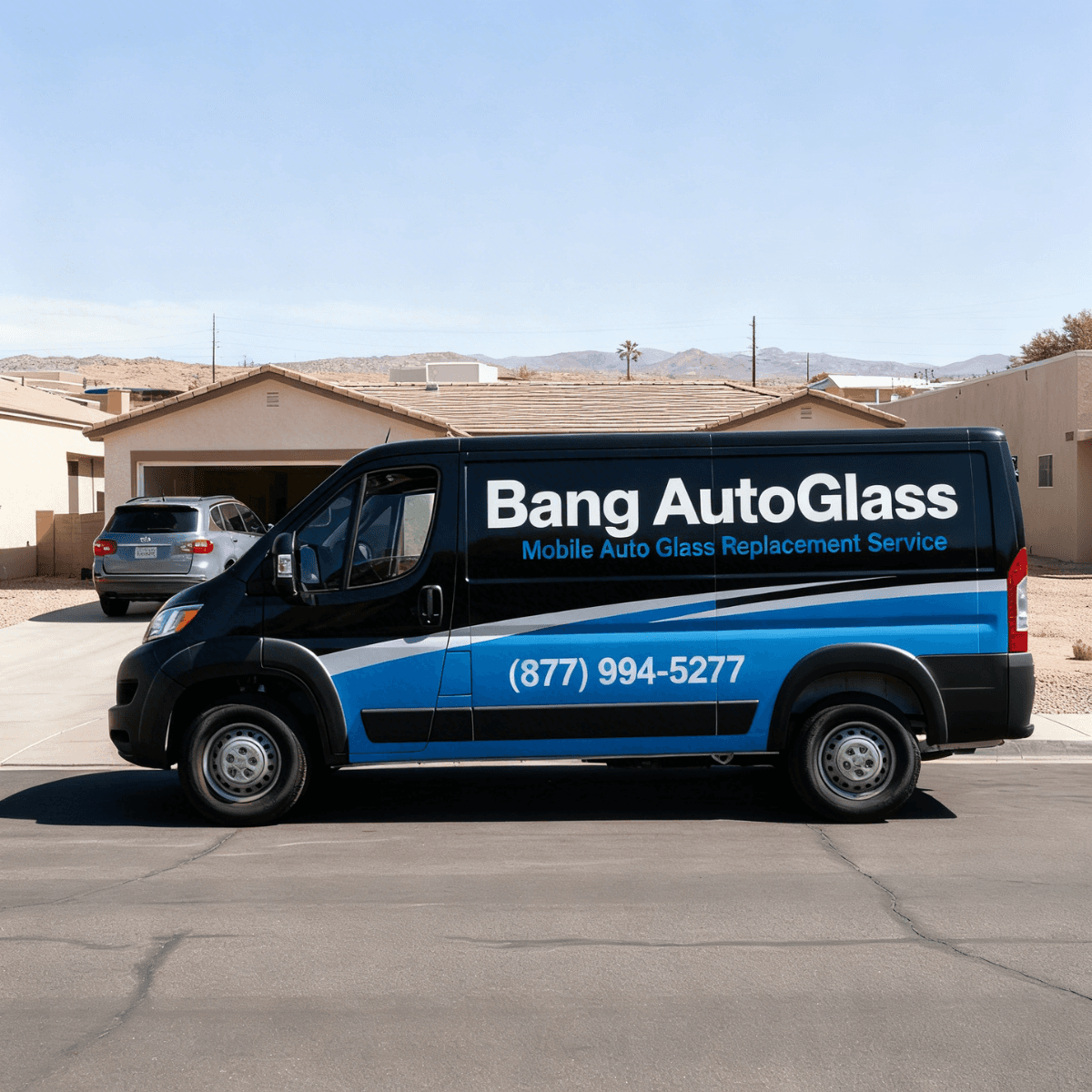 Bang AutoGlass mobile van heading to an El Mirage, AZ customer's home for a quick windshield replacement visit
