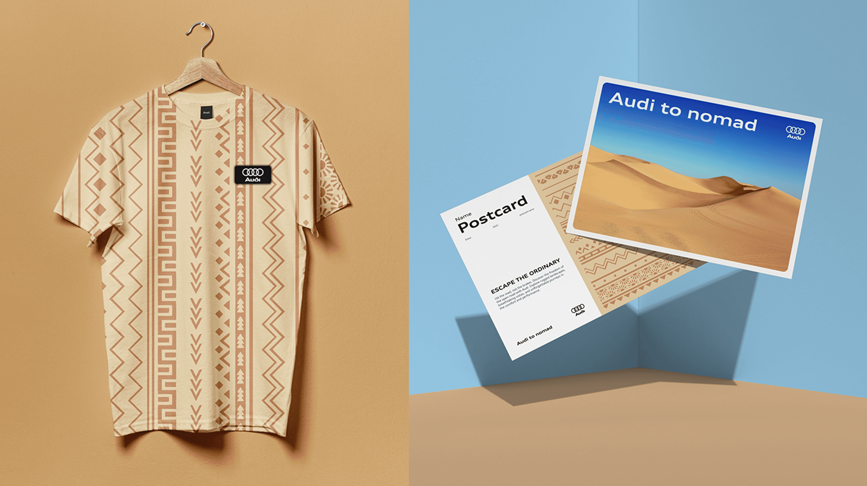 Branded T-shirt and postcard designs for Audi showroom launch created by our team