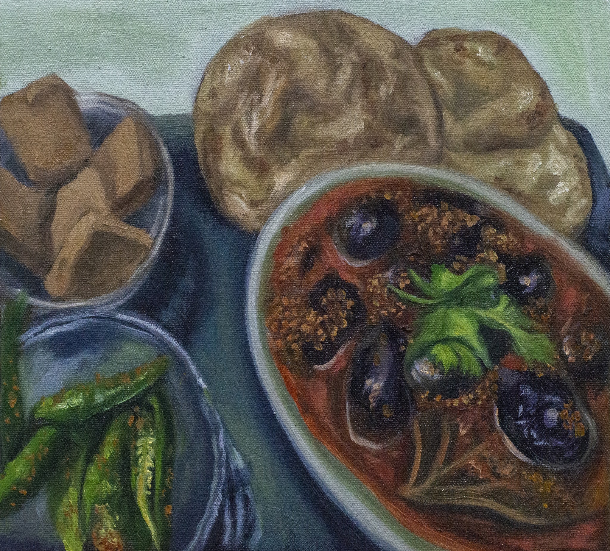 red and white abstract painting