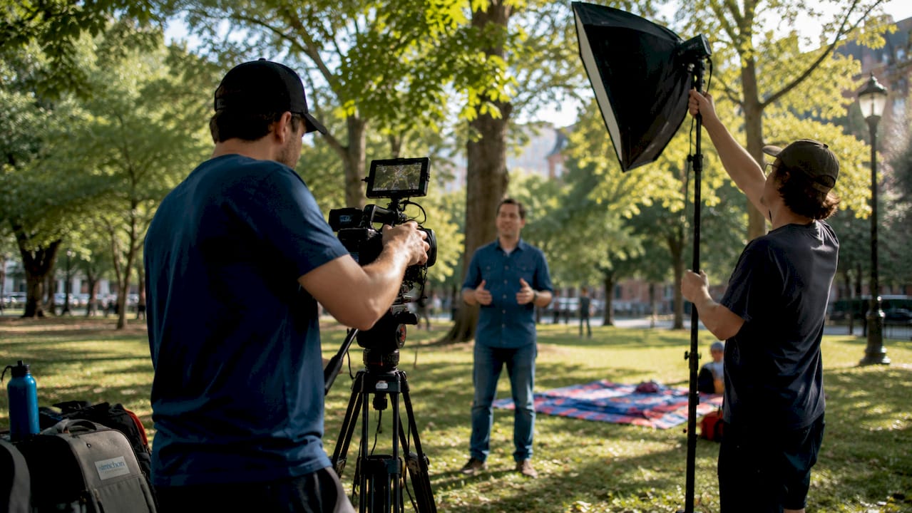 Behind-the-scenes nonprofit video filming session