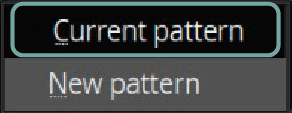 FL Studio submenu with “Current pattern” outlined in teal above “New pattern”.