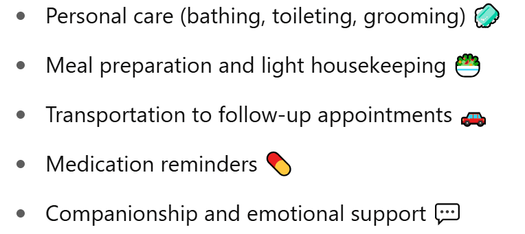 Common Home Care Services Post-Discharge: