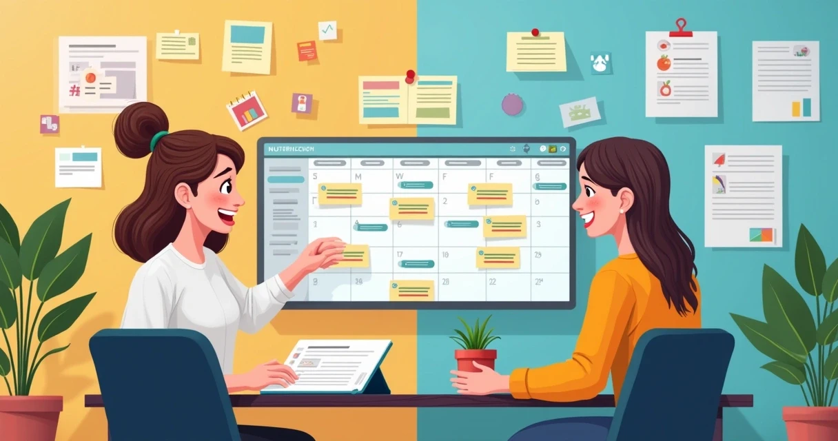 Ilustração de automação de agenda em consultório de nutrição 