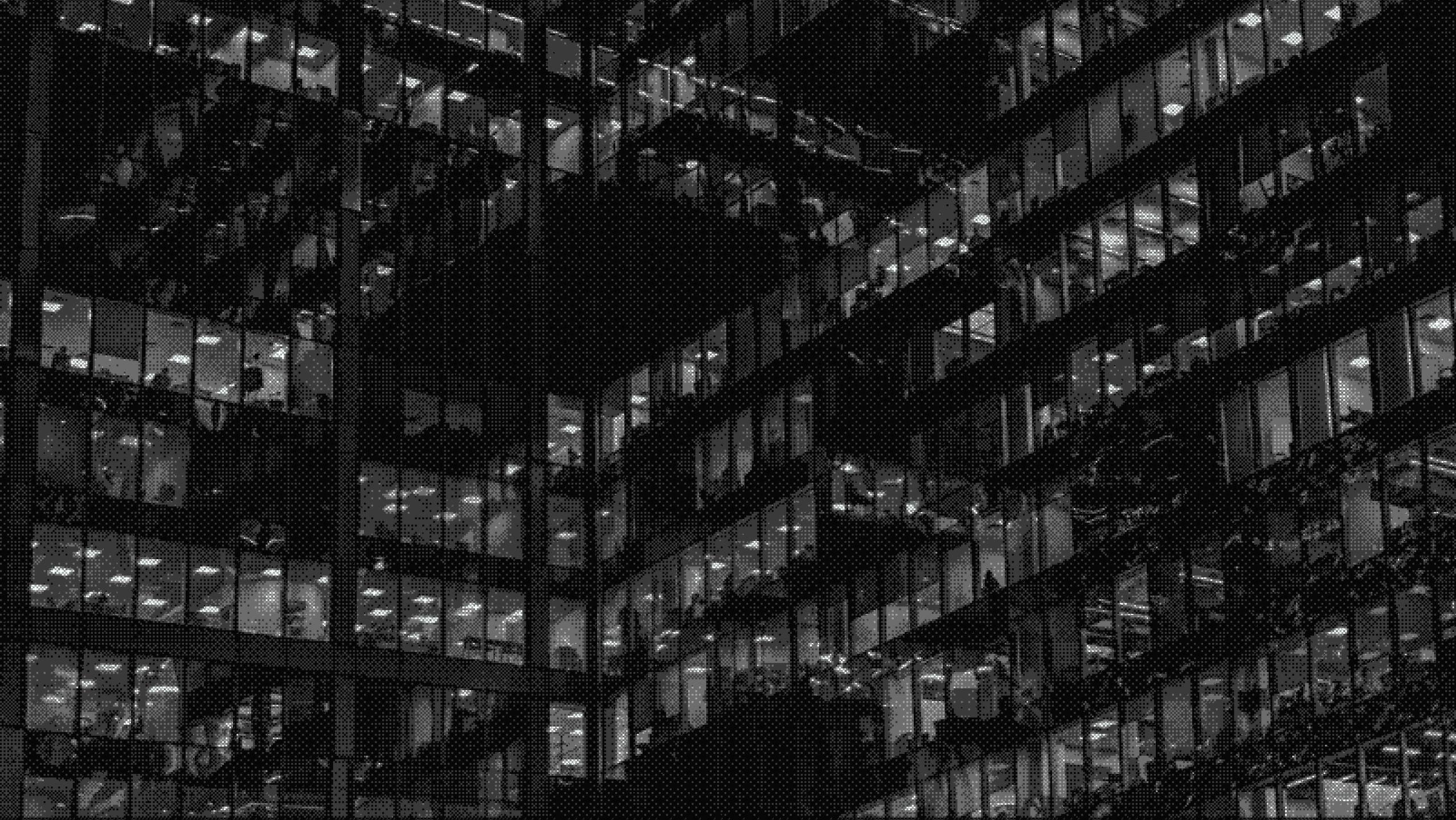 people standing inside city building