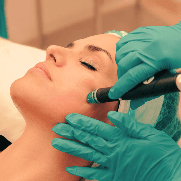 close up of woman receiving hydrodermabrasion treatment
