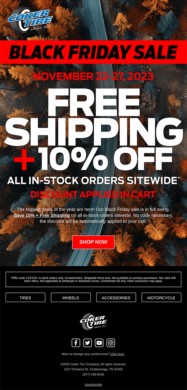Coker TIre Black Friday Email Campaign