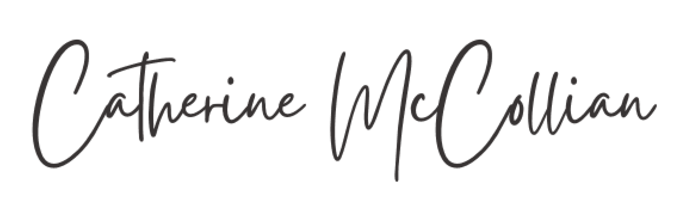 Valley AI founder Catherine McCollian's elegant cursive signature on a professional black background.