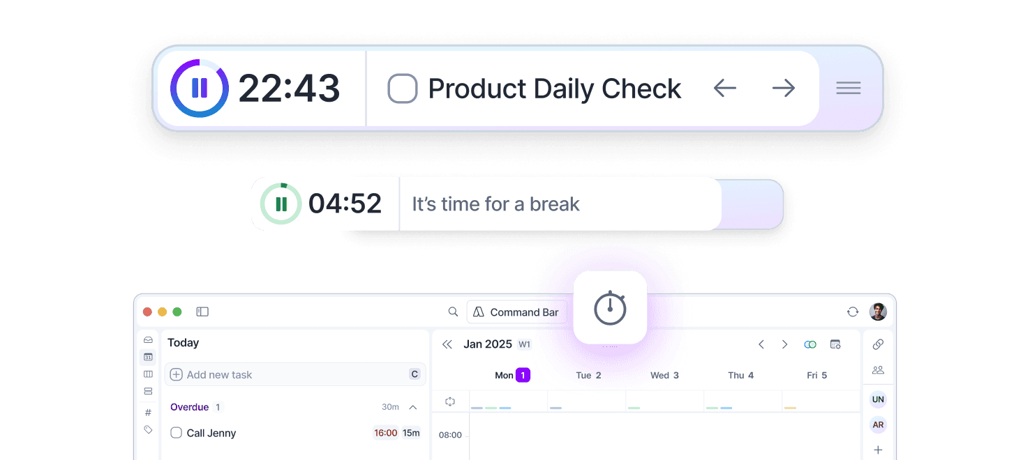 Akiflow's focus timer