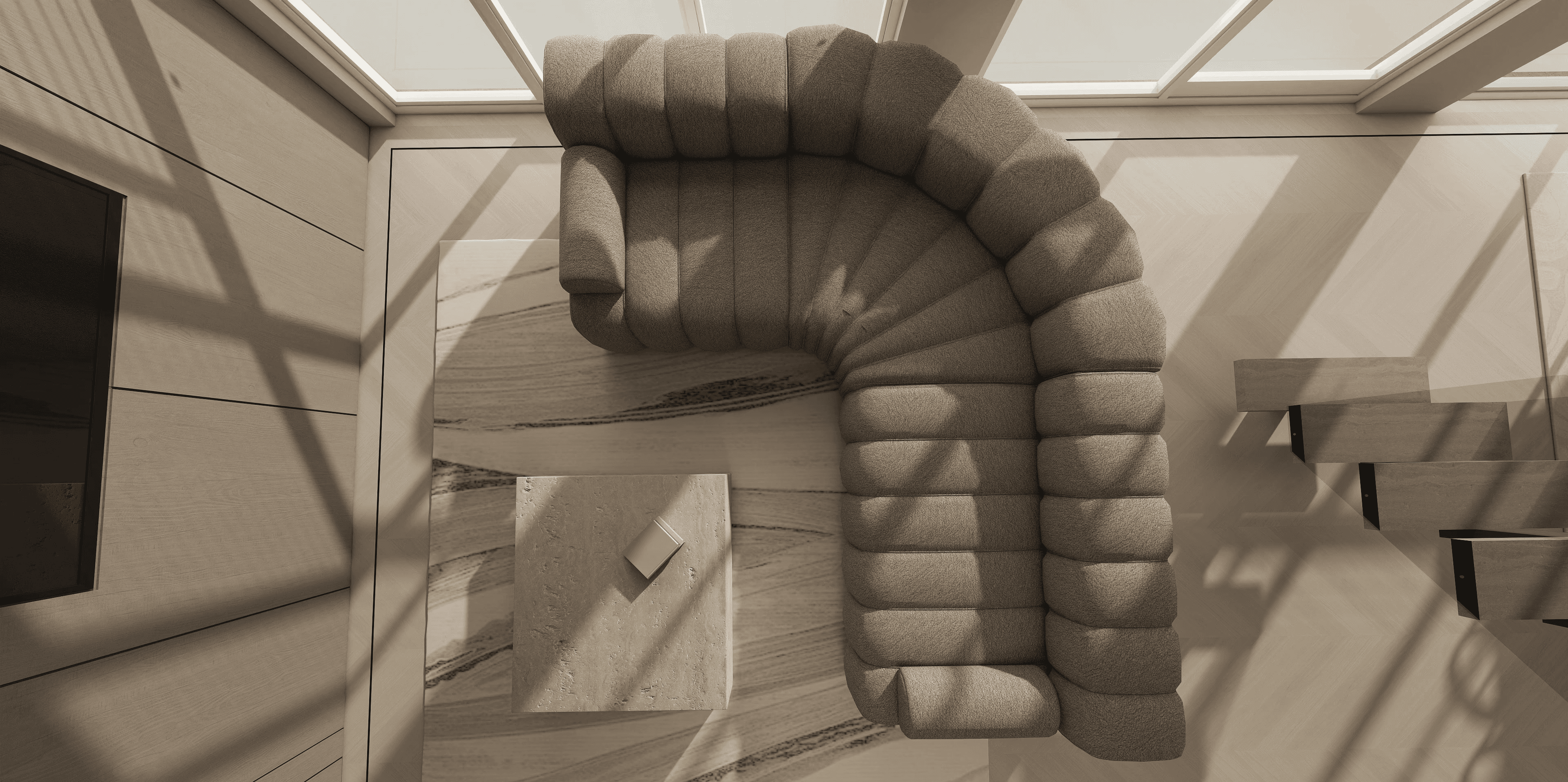 Ontwerp woonkamer bovenaanzicht